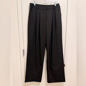 The Drop Nancy Black Wide-Leg Trousers Pleated Front High Waist Office Medium